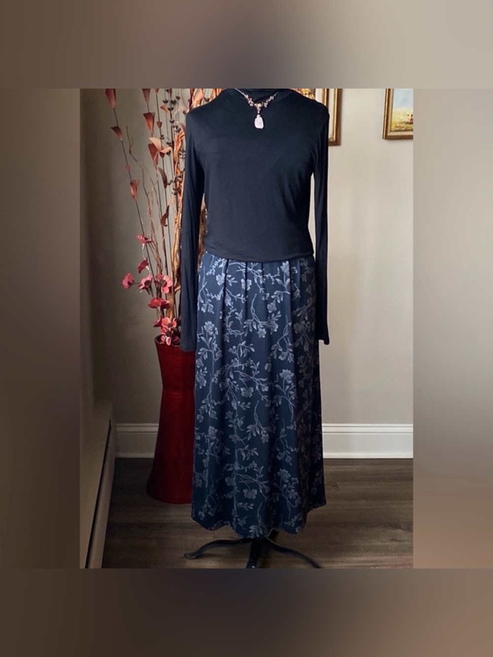 Notations Clothing Co. Black Floral Long Skirt | 1X